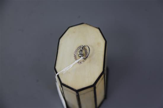 A Regency ten sided inlaid ivory tea caddy, height 4.25in.